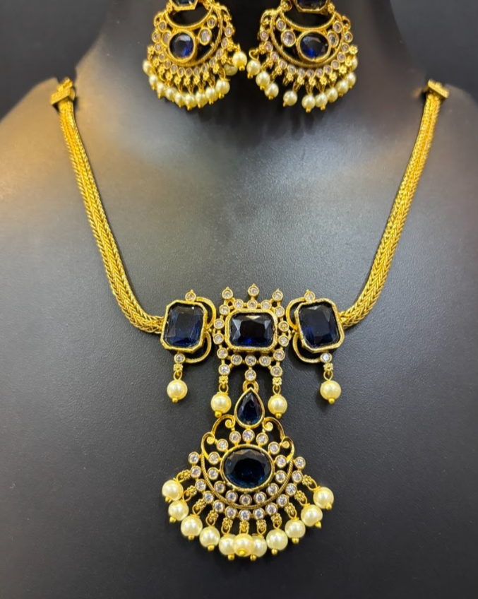 Black Stone necklace & earrings