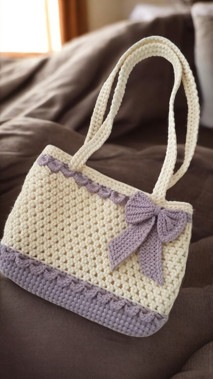 Crochet white bag